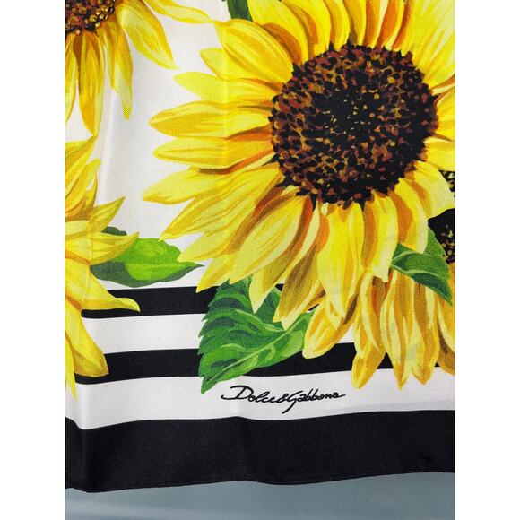 NWT Dolce & Gabbana Yellow Sunflower Floral Print Silk Twill Midi Dress IT 40 S - Picture 6 of 7